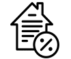 An icon showing a house with a percentage sign off set to the bottom right