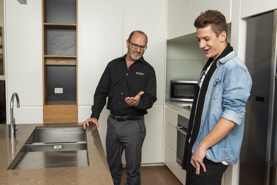person inspecting a property