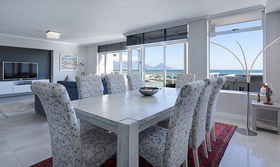 modern apartment interior with beach view