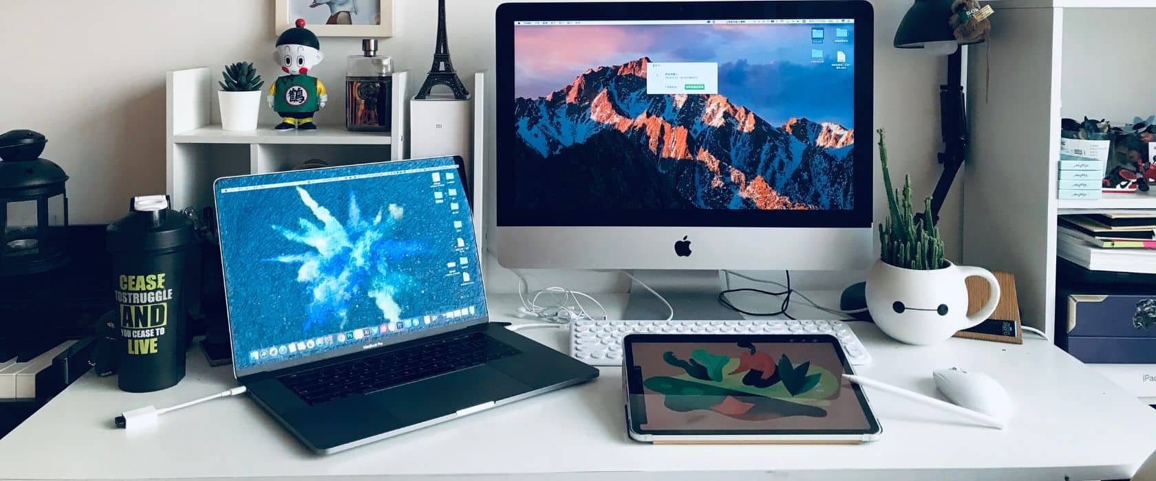 a clean workstation setup with apple products