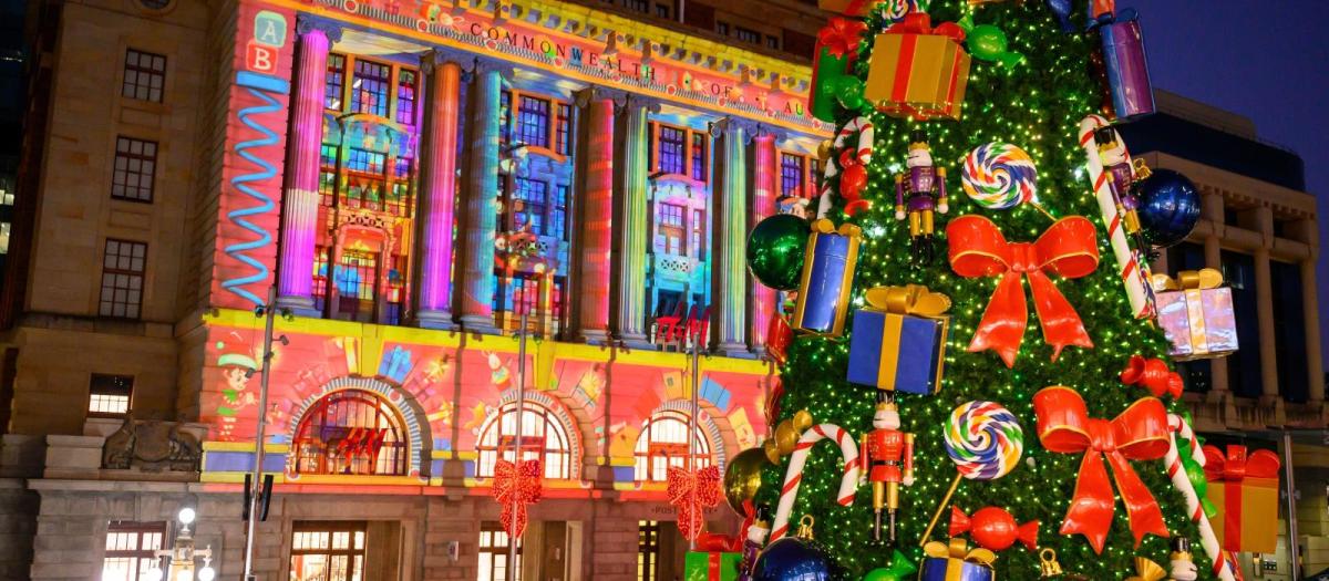 Rio Tinto Christmas Lights Trail at the old General Post Office building in Perth